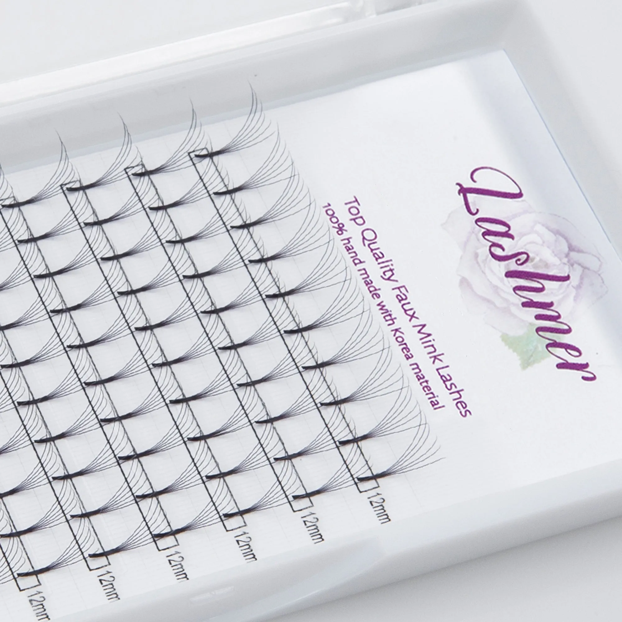 3D Long Stem premade Fans | Lashmer | B Curl