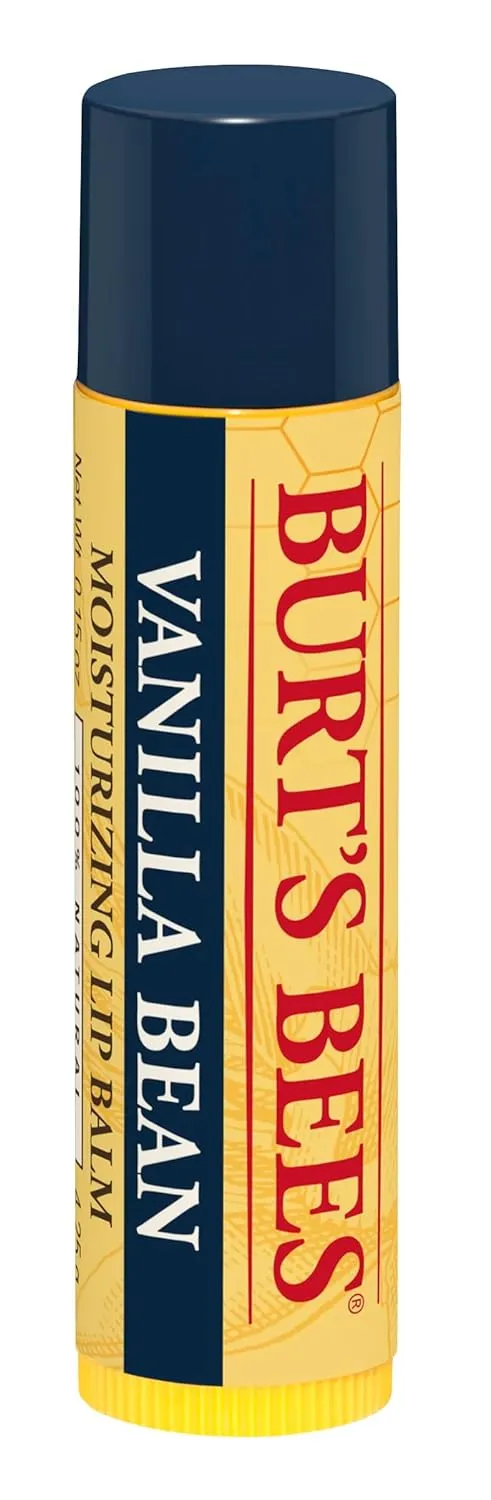 Burt's Bees Lip Balm Stocking Stuffers, Moisturizing Lip Care Christmas Gifts, Vanilla Bean, 100% Natural (2-Pack)