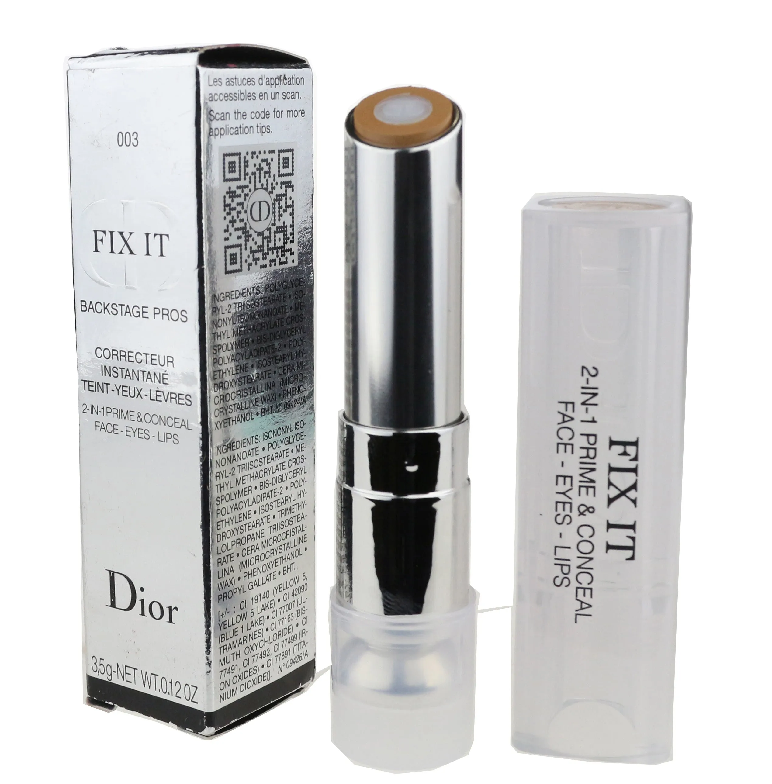 Dior Fix It Backstage Pros 2-In-1 Prime & Conceal 'Dark' 3.5g New In Damaged Box