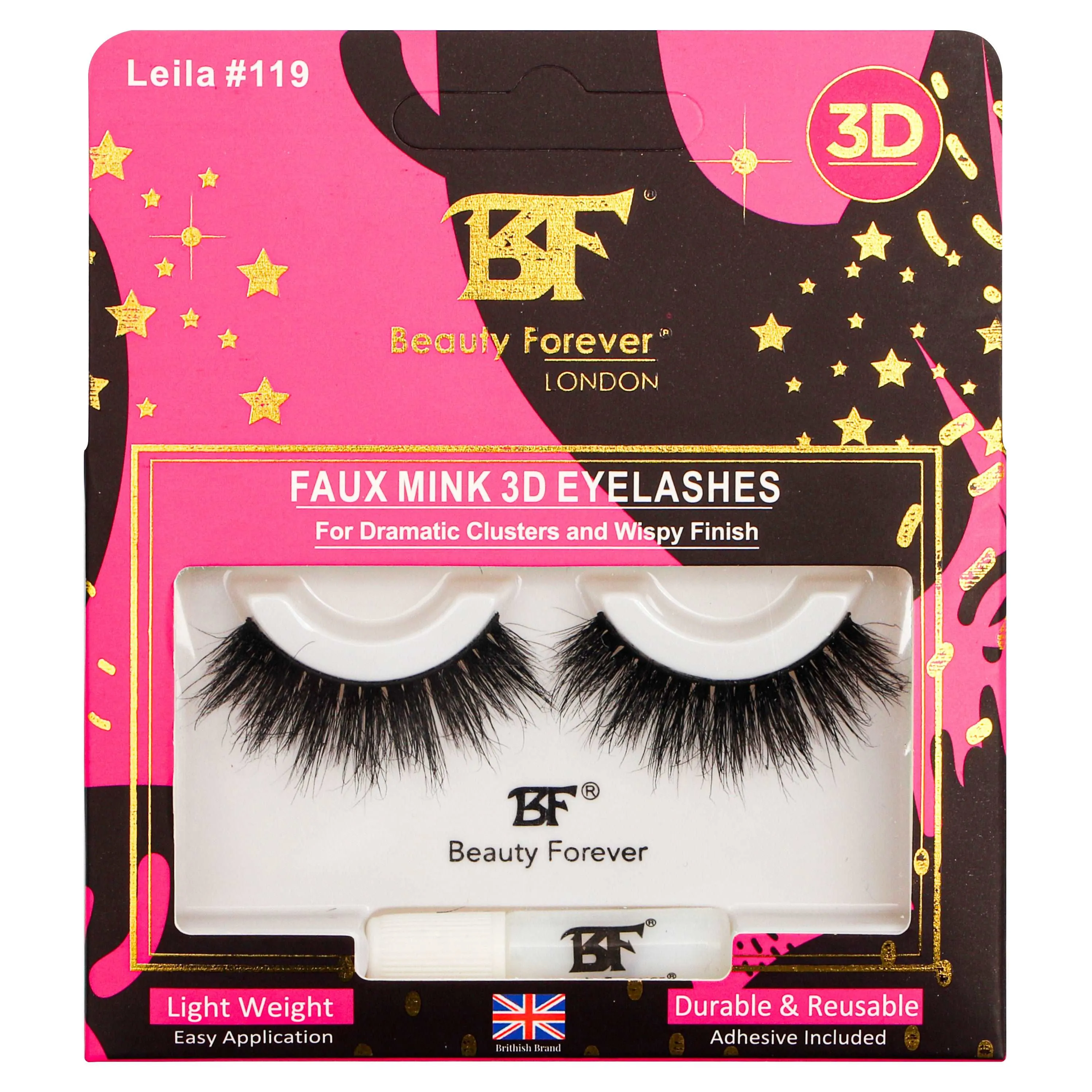Faux Mink 3D Eyelashes-Leila No. 119 (Dramatic Textured & wispy)