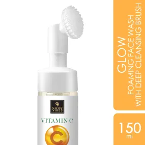 Good Vibes Vitamin C Glow Foaming Face Wash With Deep Cleansing Brush | Face Cleanser | Non-Drying, Brightening, Clear Skin | No Parabens, No Sulphates, No Animal Testing (150 ml)