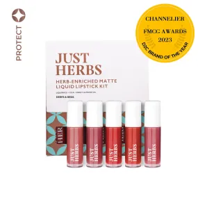 Herb Enriched Matte Liquid Lipstick Travel Size Kit - Set of 5