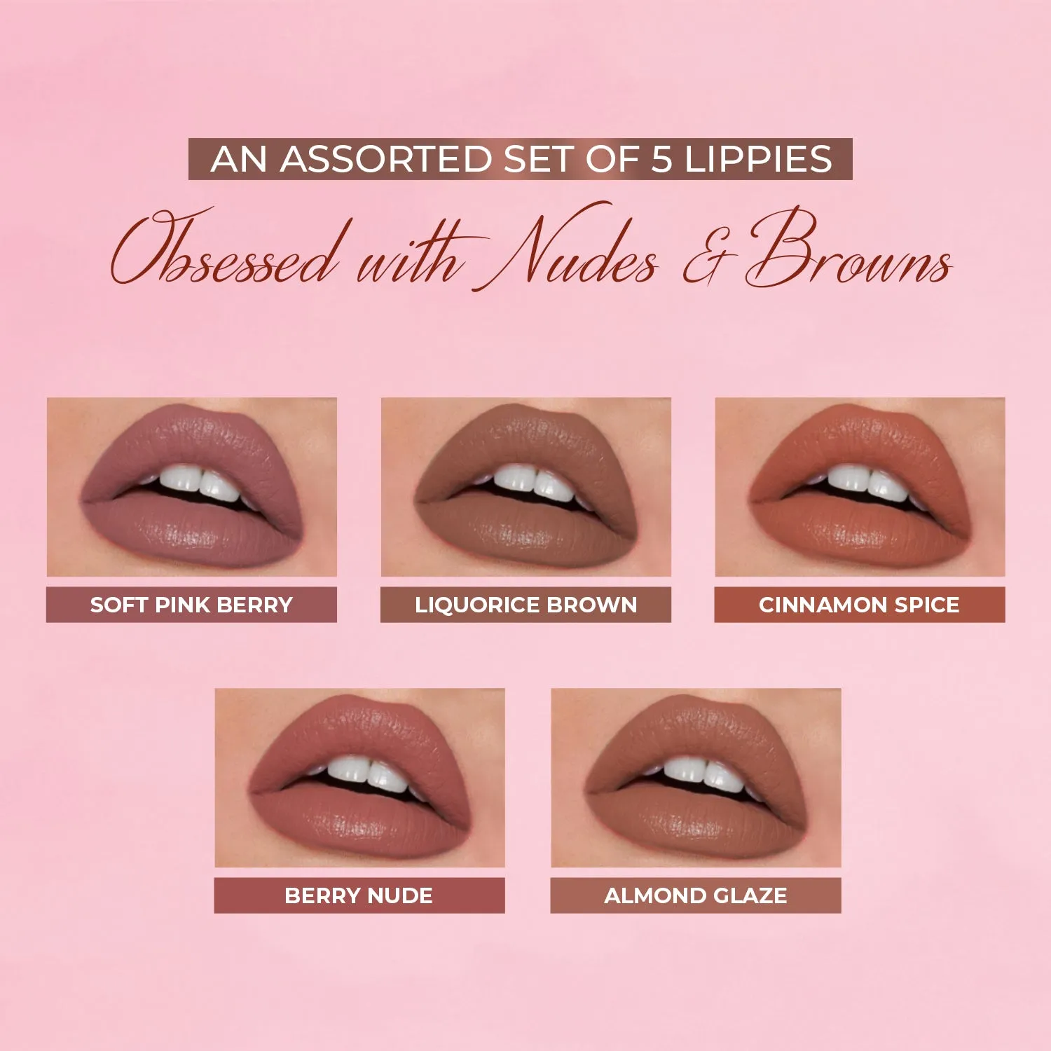 Herb Enriched Matte Liquid Lipstick Travel Size Kit - Set of 5