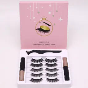 Magnetic Eyelashes Eyeliner Set, Most Natural Looking Magnetic Lashes Kit with Applicator, Best 8D, 3D Look, Reusable Fake Eye Lash, No Glue, Strongest Waterproof Liquid Liner