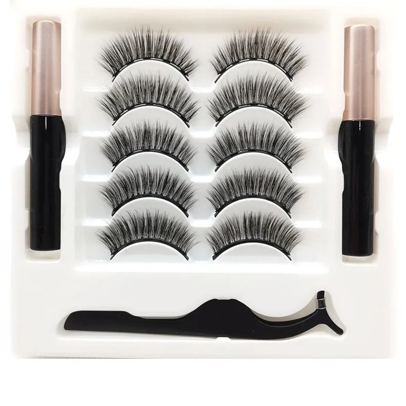 Magnetic Eyelashes Eyeliner Set, Most Natural Looking Magnetic Lashes Kit with Applicator, Best 8D, 3D Look, Reusable Fake Eye Lash, No Glue, Strongest Waterproof Liquid Liner