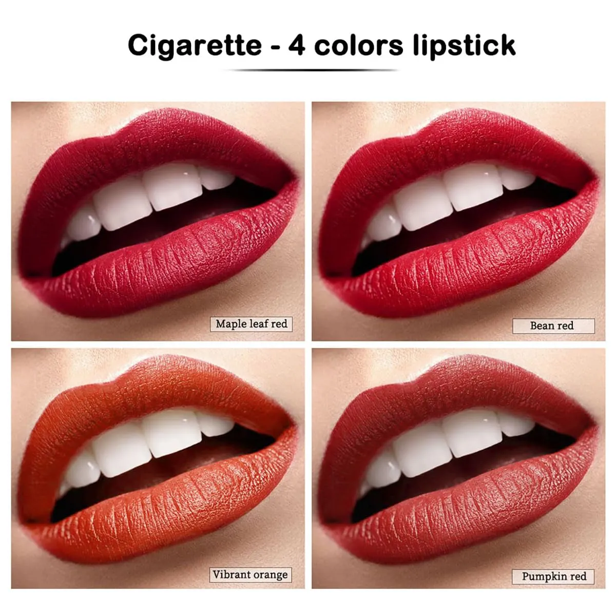 Matte Velvet Lip Tint Set - 4 Long-Lasting Shades in Waterproof Chic Cigarette Case
