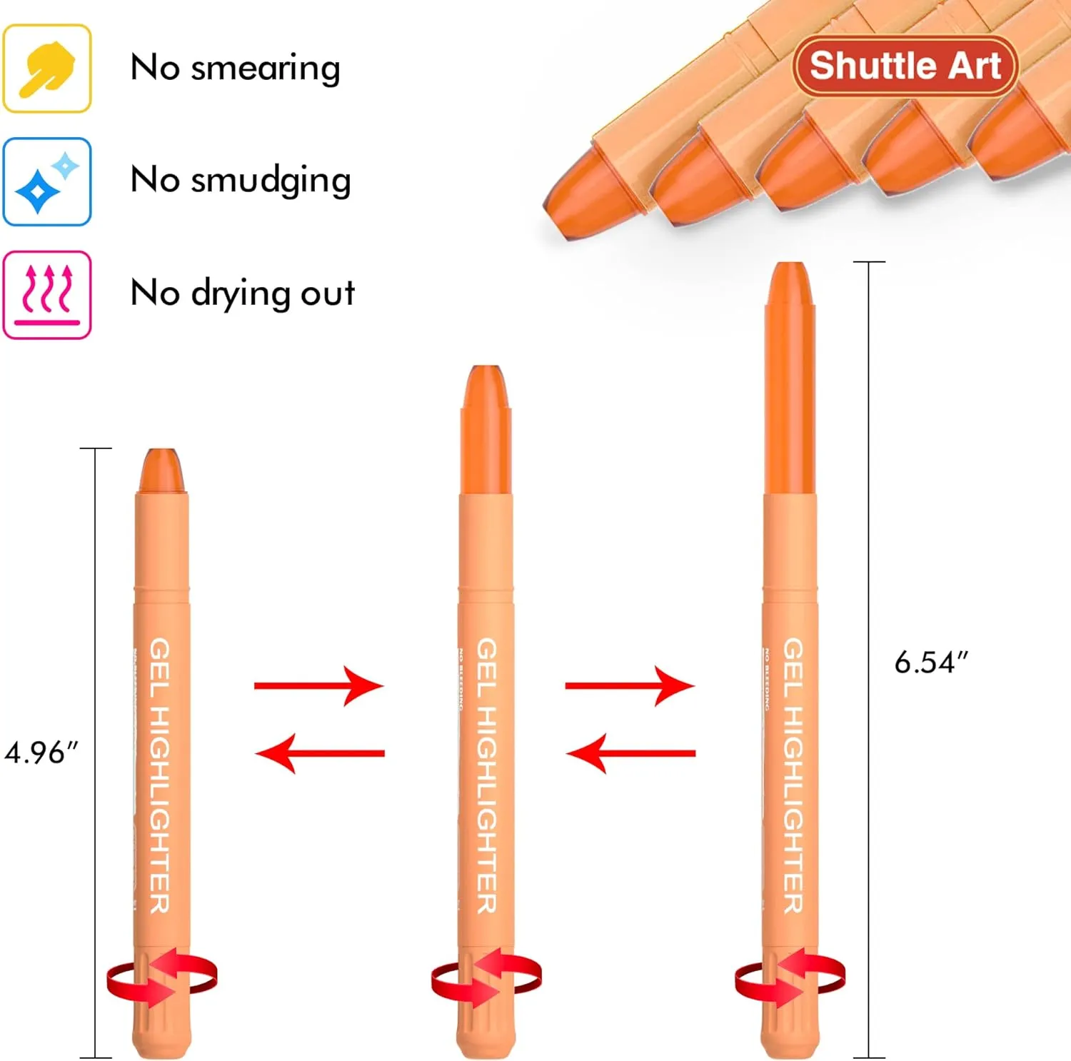 Orange Gel Highlighters - Set of 5
