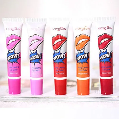 Set of 6pcs Charming Long Lasting Lip Peel Off Liquid Lip Gloss Waterproof Lipstick