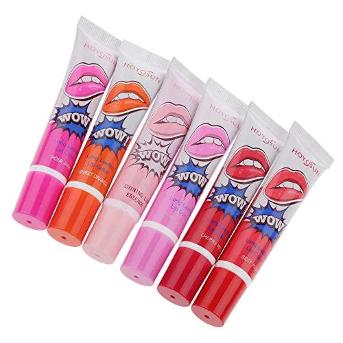 Set of 6pcs Charming Long Lasting Lip Peel Off Liquid Lip Gloss Waterproof Lipstick