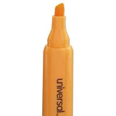 Universal® Desk Highlighter, Chisel Tip, Fluorescent Orange, Dozen