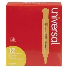 Universal® Desk Highlighter, Chisel Tip, Fluorescent Orange, Dozen